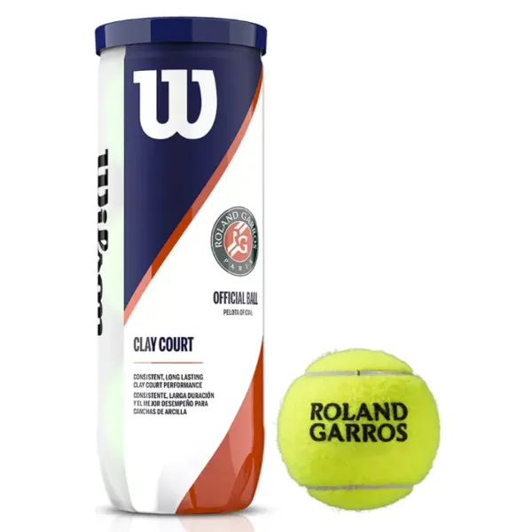 Tarro de pelotas de tenis Wilson Roland Garros Clay polvo de ladrillo x 3