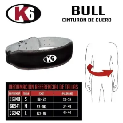 CINTURON PARA LEVANTAMIENTO DE PESAS EN CUERO K6